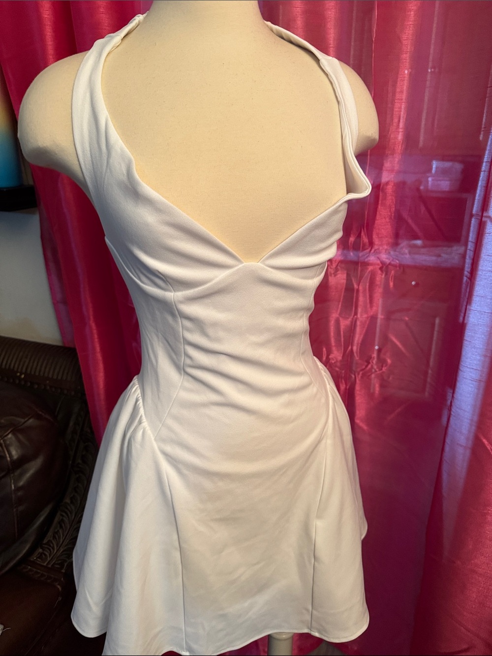 White Halter Skater Dress - Elegant Fit & Flare